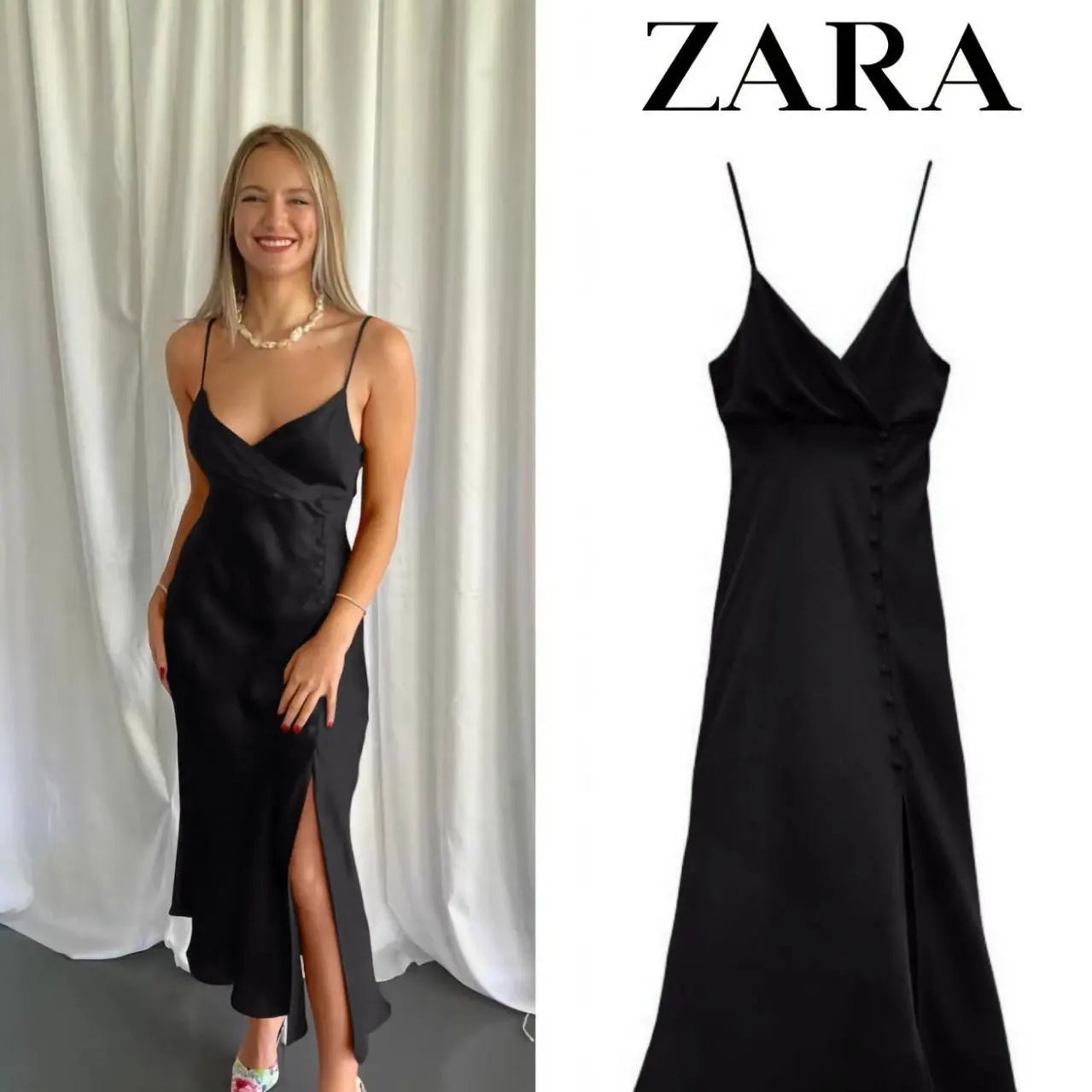 Satin Button-down Dress
