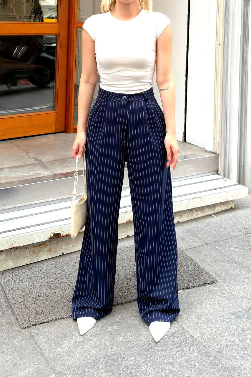 Pinstripe Wideleg Pants