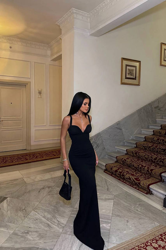 Plunging Neckline Backless Bodycon Maxi