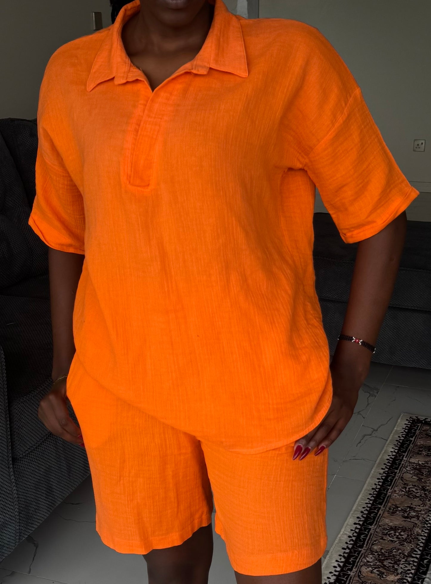 Polo-neck Linen Set