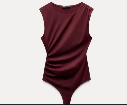 Side-ruched Halter Bodysuit