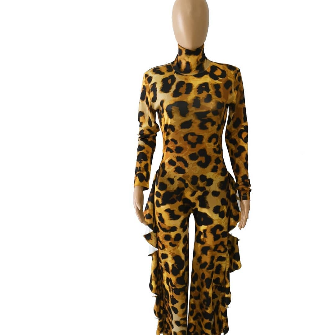 Animal Print  Ruffled Jumpsuit