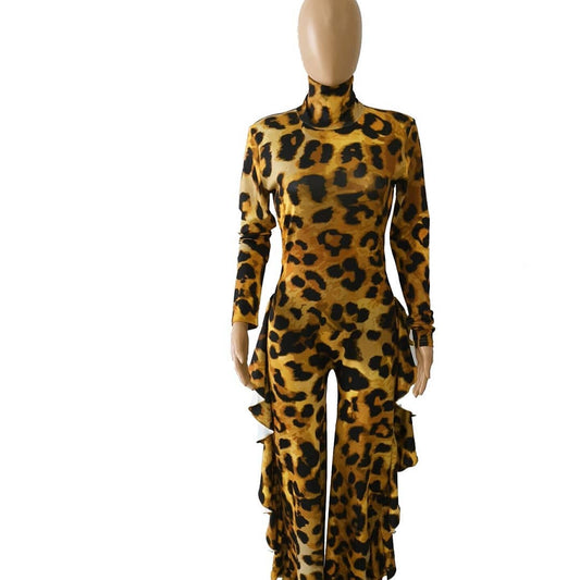 Animal Print  Ruffled Jumpsuit