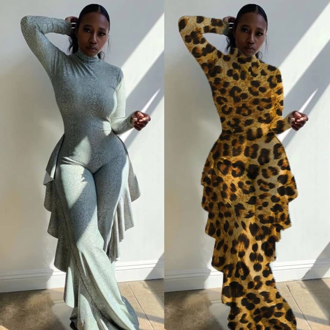 Animal Print  Ruffled Jumpsuit