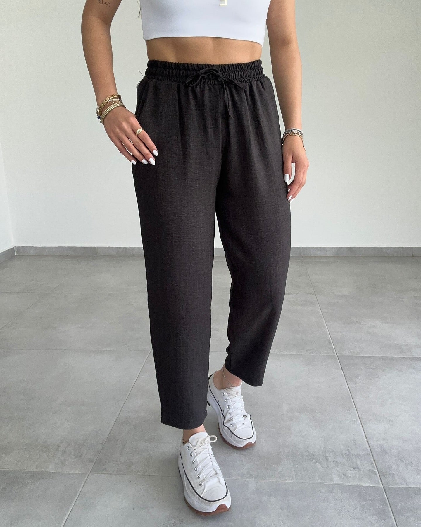 Linen- blend 3/4 Pant Set
