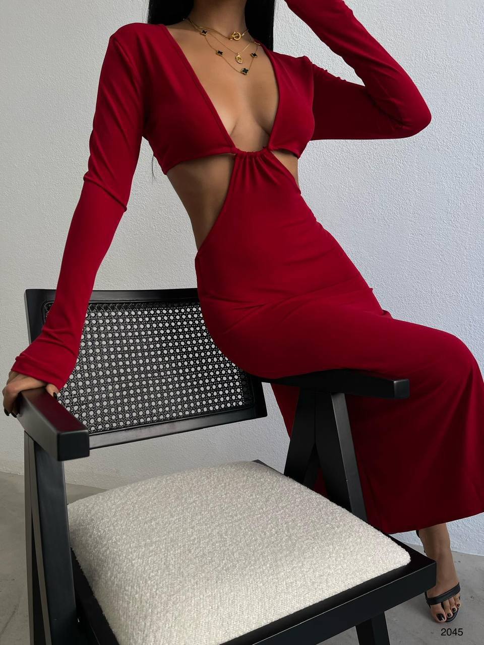 Cut-out Slit Bodycon Midi