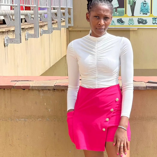 Fully Ruched Mock Neck Slinky Bodysuit