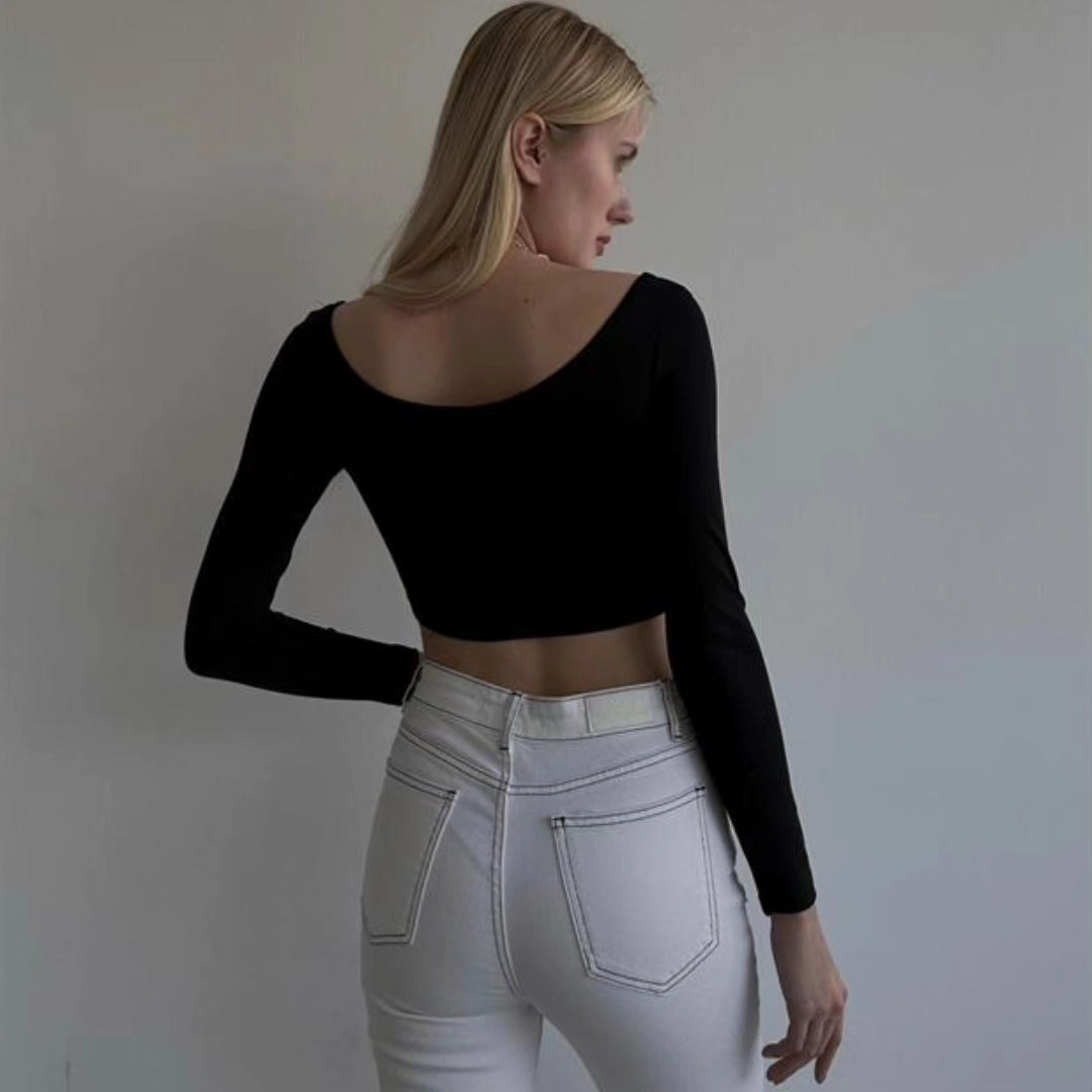 Ribbed Long Sleeved Crop Top