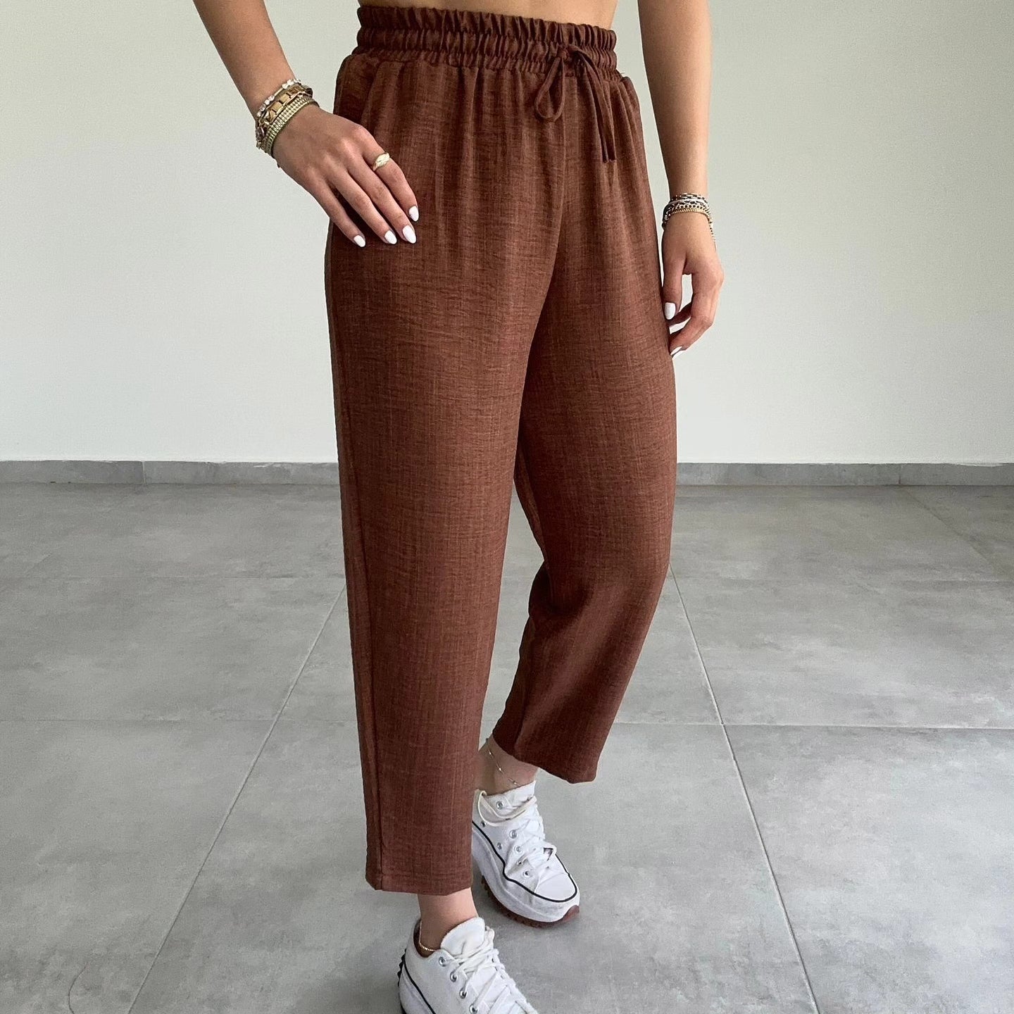 Linen- blend 3/4 Pant Set