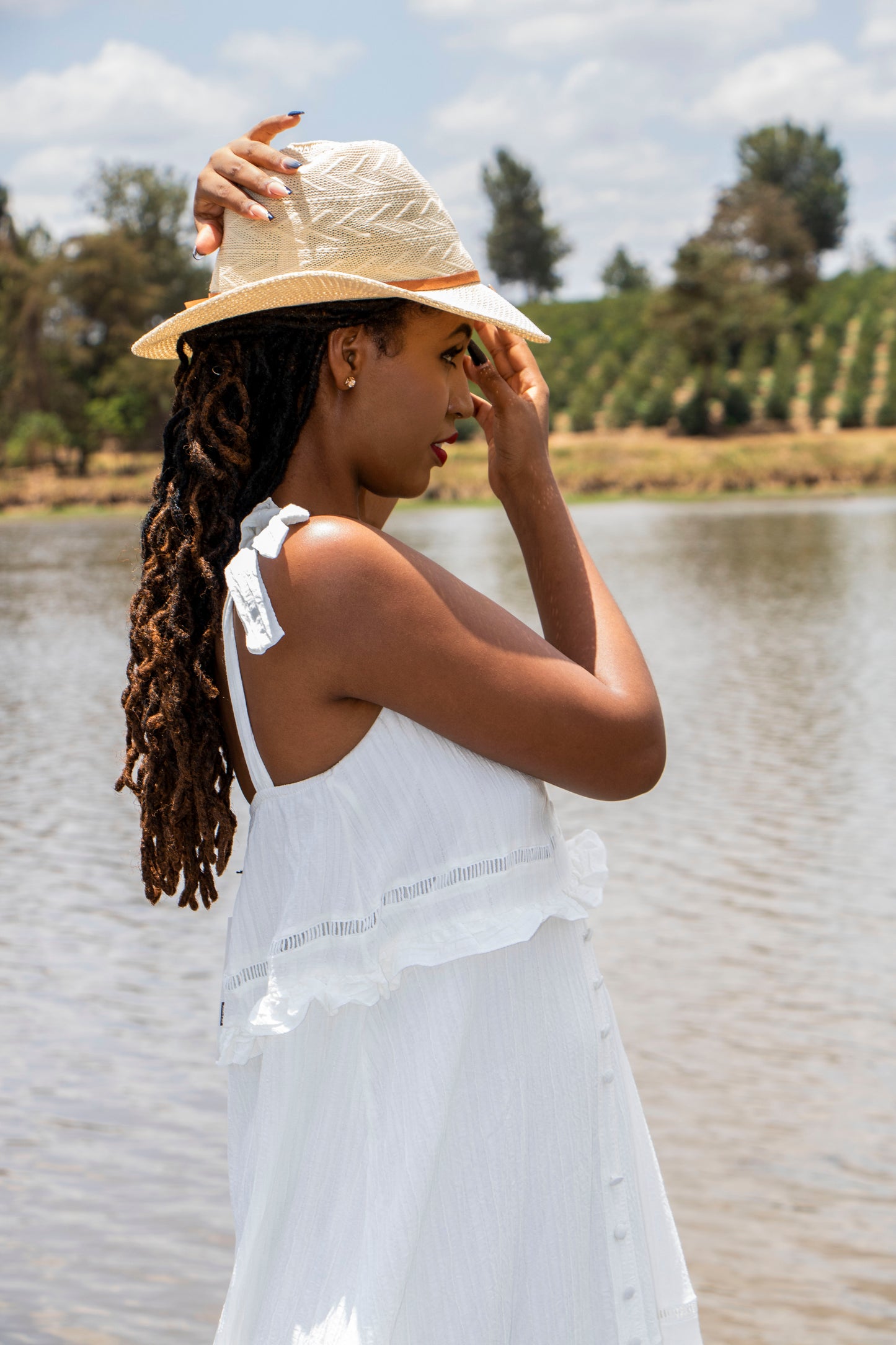 Shoulder-tie Button Down Linen Maxi