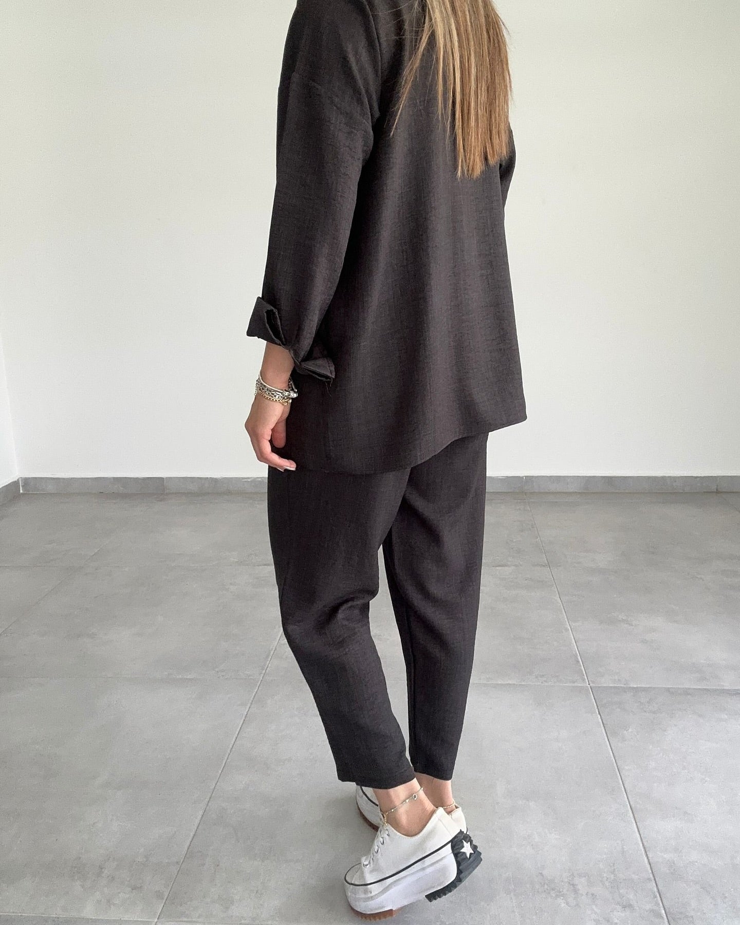 Linen- blend 3/4 Pant Set