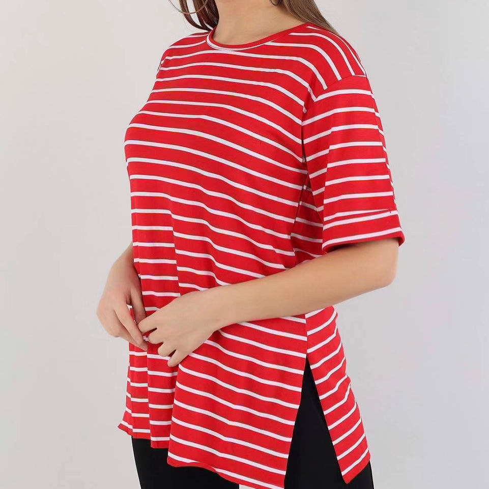 Striped Double Side-Slit Tee