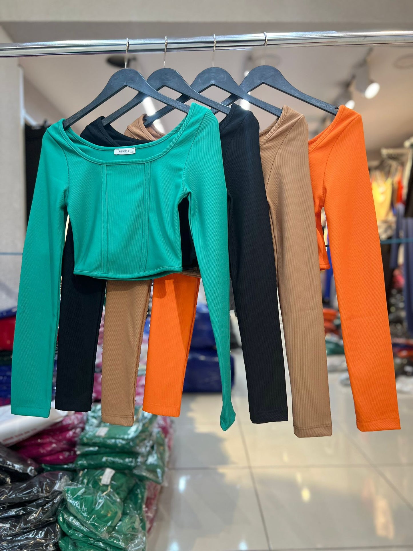 Ribbed Long Sleeved Crop Top
