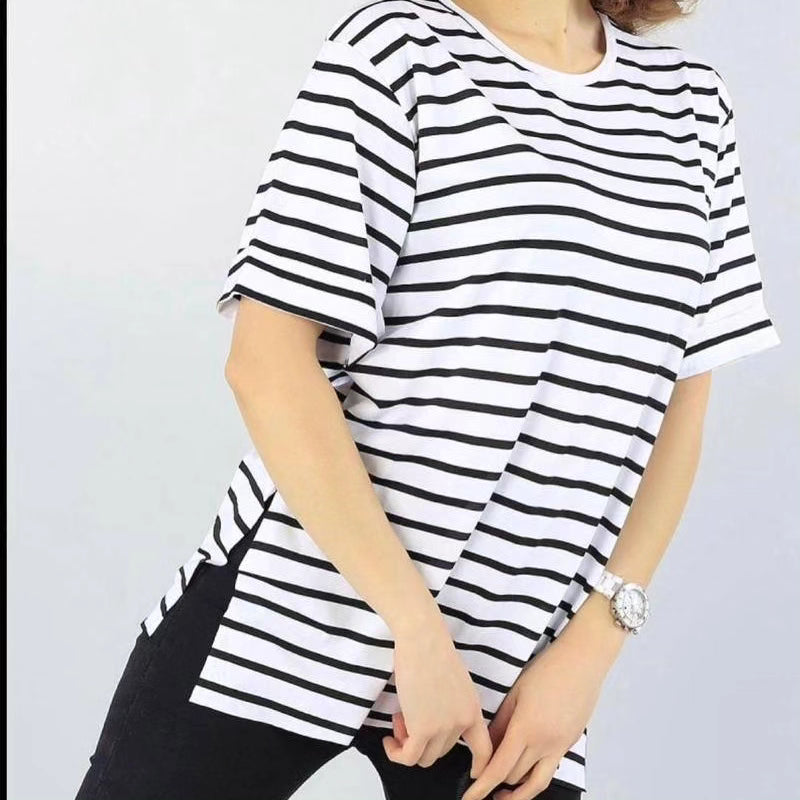 Striped Double Side-Slit Tee