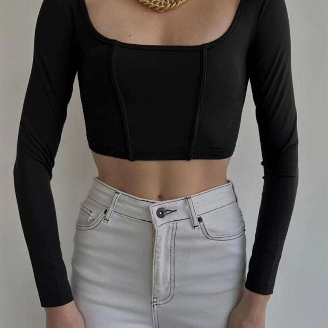 Ribbed Long Sleeved Crop Top
